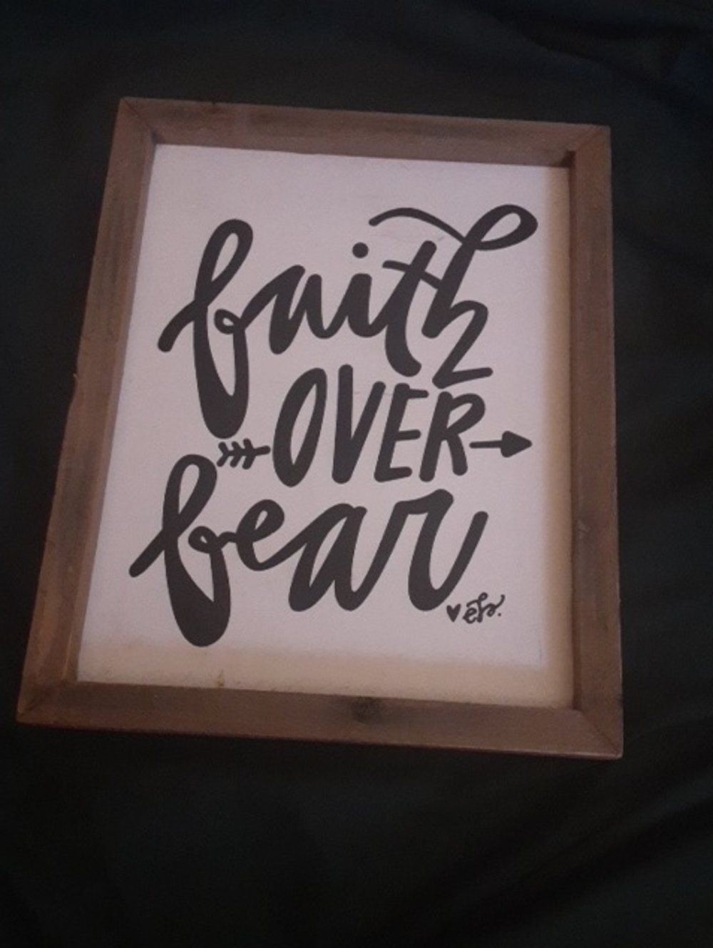 Rustic 'Faith Over Fear' Framed Wall Art - Black on White